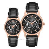 CHRIST VERRA CLASSIC MEMOIR CV 12452G-25 BLK & CV 12452L-25 BLK Couple Black Silver Leather Strap